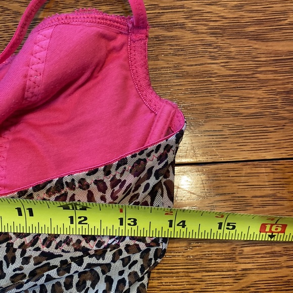 Large NWT Rampage Panties GUC Babydoll Set Leopard Pink Lace Top Camisole Cami L - Picture 7 of 9